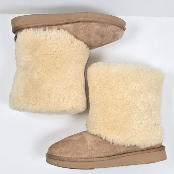 Ugg Maylin Cozy Shearling Winter Suede Cuff Boots Pull On Sz.7 Outdoor Luxury - Picture 6 of 12